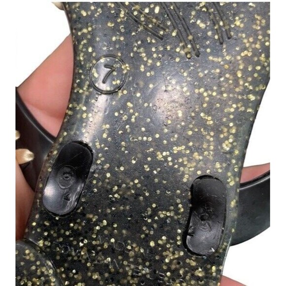 Jack Rogers Georgica Sparkle Glitter Jelly Flip Flops Sandals 7 Black Gold - Picture 8 of 10